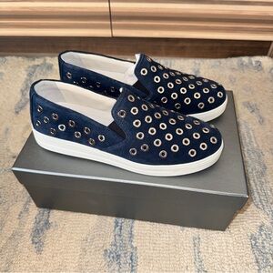 Prada Grommet Suede Stud Slip-On Sneaker Shoes Platform Size 37.5